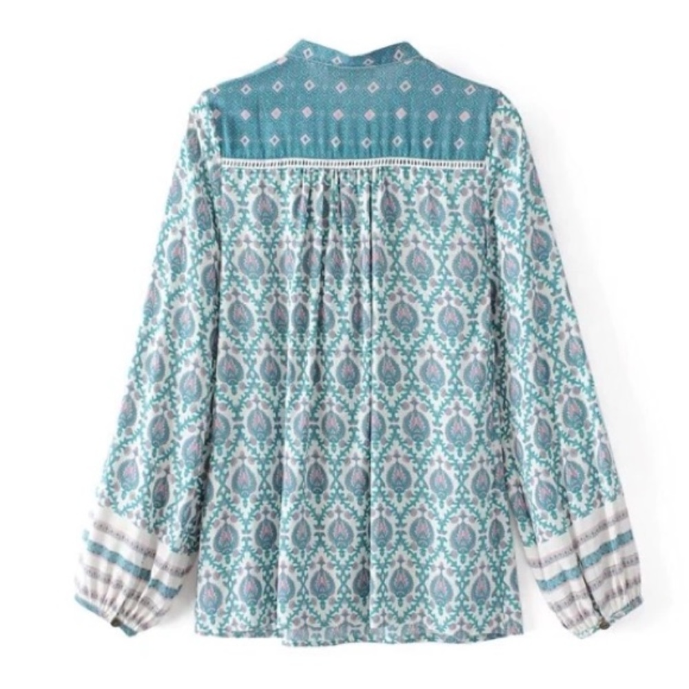 Sage Buttondown Blouse TOP Oracle NEW - Picture 5 of 8